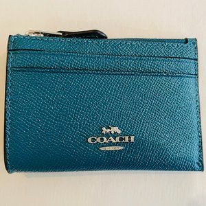 Coach Women's Mini Skinny ID Credit card Case/Wallet/key chain/blue turquoise